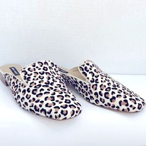 Nine West Cow fur leather tan black brown mules size 8M